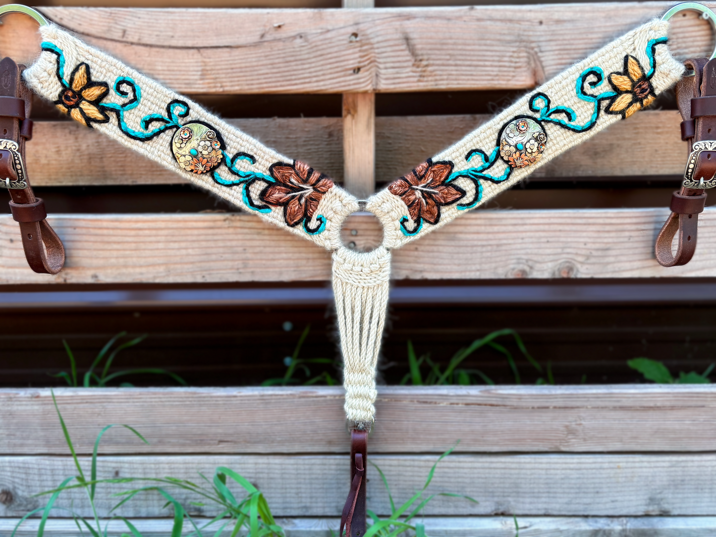 Flowers with Rowdy Rose conchos- Breast collar