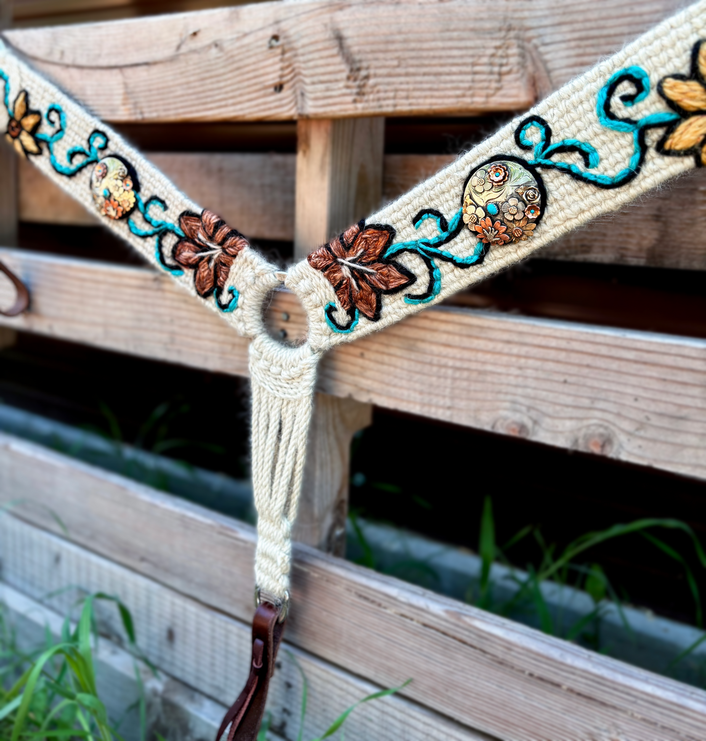 Flowers with Rowdy Rose conchos- Breast collar