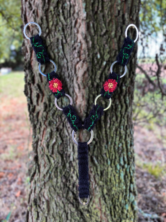 Flower embroidered ring breast collar