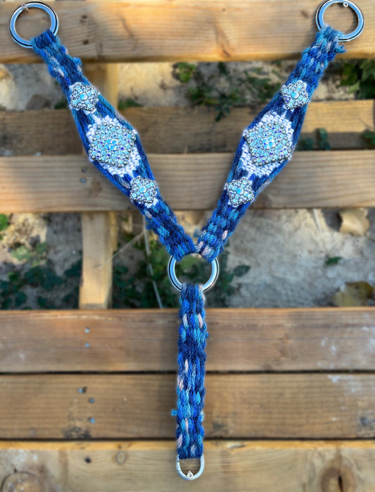 Blue Tiedye Bling Breast Collar