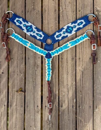 Blue Aztec Breast Collar
